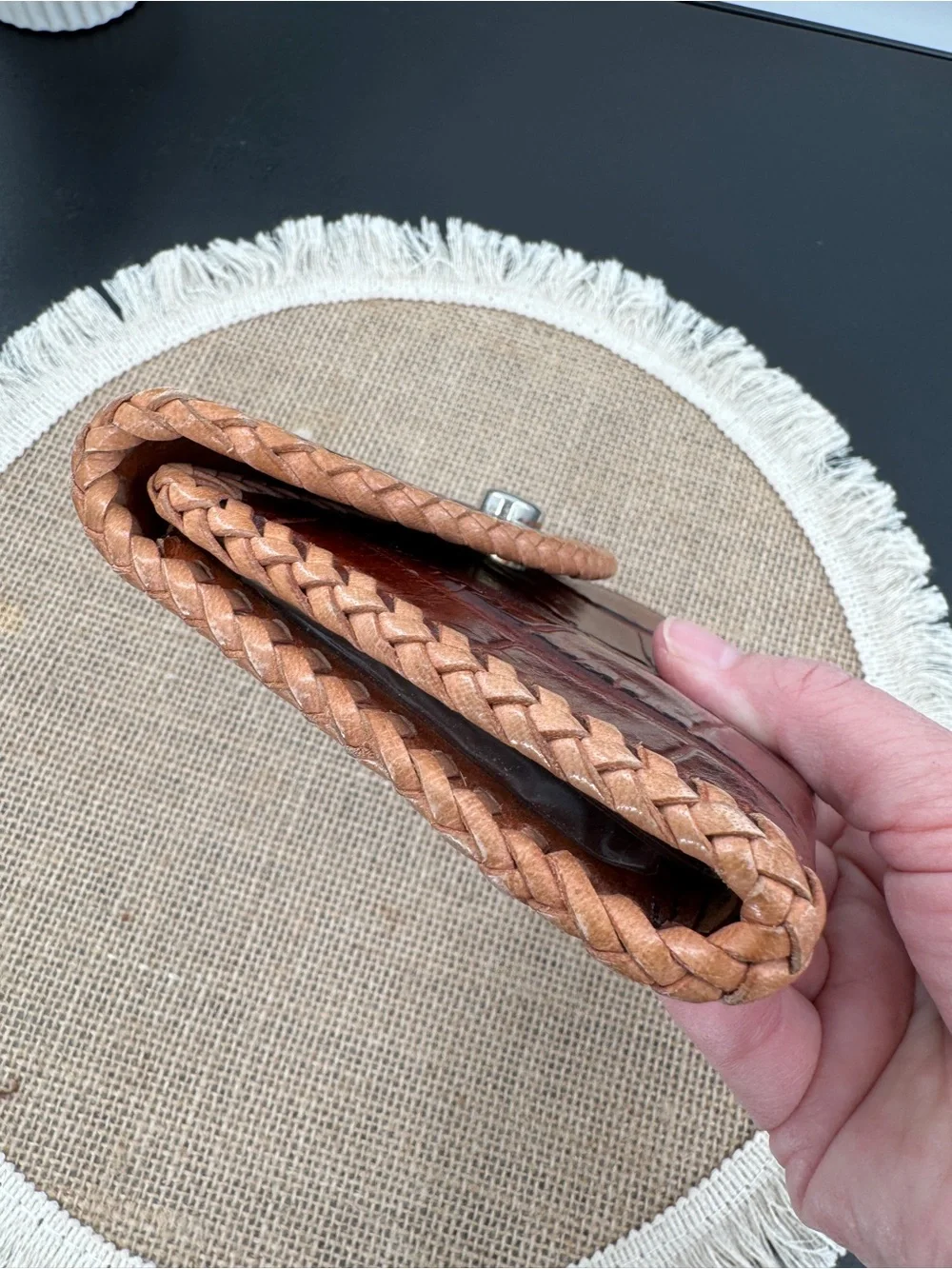 Vintage Genuine Alligator Crocodile Skin Trifold Wallet Coin Purse Whipstitch